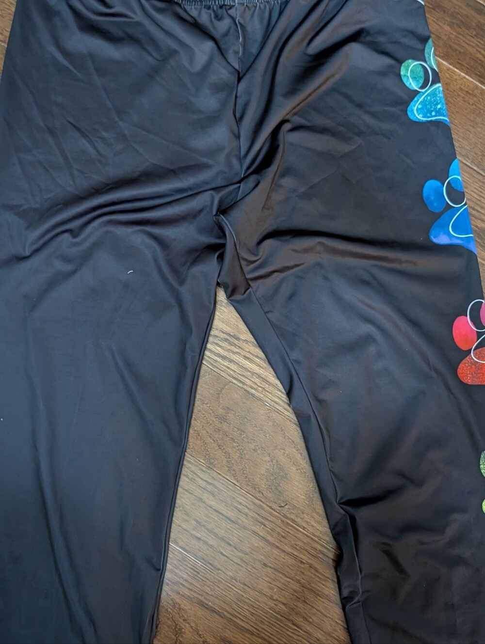 Black Capris with Colorful Bubble Side Print